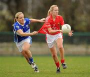 28 March 2010; Nollaig Cleary, Cork, in action against Gemma O'Connor, Laois. Bord Gais Energy Ladies National Football League, Round 6, Cork v Laois, Cork Institute of Technology, Cork. Picture credit: Brendan Moran / SPORTSFILE