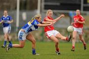 28 March 2010; Nollaig Cleary, Cork, in action against Gemma O'Connor, Laois. Bord Gais Energy Ladies National Football League, Round 6, Cork v Laois, Cork Institute of Technology, Cork. Picture credit: Brendan Moran / SPORTSFILE