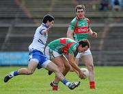 28 March 2010; Alan Dillon and Seamus O'Shea, right, Mayo, in action against Neil McAdam, Monaghan. Allianz GAA Football National League, Division 1, Round 6, Mayo v Monaghan, McHale Park, Castlebar, Co. Mayo. Picture credit: Brian Lawless / SPORTSFILE