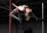 28 March 2010; Aisling Croke, Dooneen AC, clears the bar to set a new national record of 1.73m during the U16 Girls High Jump at the Woodie’s DIY Juvenile Indoor Championships. Nenagh Indoor Arena, Nenagh, Co. Tipperary. Picture credit: Pat Murphy / SPORTSFILE