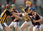 28 March 2010; Donal Barry, Galway, in action against John Mulhall, left, and Richard power, Kilkenny. Allianz GAA Hurling National League, Division 1, Round 5, Kilkenny v Galway, Nowlan Park, Kilkenny. Picture credit: Ray McManus / SPORTSFILE