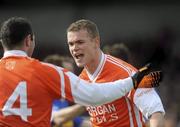 28 March 2010; Gareth Swift, Armagh, right, celebrates with Steven McDonnell, after scoring the first goal. Allianz GAA Football National League, Division 2, Round 6, Armagh v Tipperary, St Oliver Plunkett Park, Crossmaglen, Armagh. Picture credit: Oliver McVeigh / SPORTSFILE