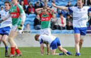 28 March 2010; Andy Moran, Mayo, reacts to a missed goal opportunity in the first half. Allianz GAA Football National League, Division 1, Round 6, Mayo v Monaghan, McHale Park, Castlebar, Co. Mayo. Picture credit: Brian Lawless / SPORTSFILE