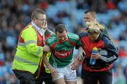 28 March 2010; Mayo's Keith Higgins is helped from the pitch having picked up an injury. Allianz GAA Football National League, Division 1, Round 6, Mayo v Monaghan, McHale Park, Castlebar, Co. Mayo. Picture credit: Brian Lawless / SPORTSFILE
