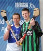 29 March 2010; At a photocall ahead of the All-Ireland Vocational Schools and Colleges A Hurling Finals which take place in Semple Stadium, Thurles, on Saturday afternoon next, 3rd April, from left, Paul Lobey, captain, Banagher College, Co. Offaly, and Tommy Maunsell, captain, Causeway Comprehensive, Co. Kerry. Semple Stadium, Thurles, Co. Tipperary. Picture credit: Brendan Moran / SPORTSFILE