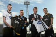 22 February 2016; Dundalk FC manager Stephen Kenny and Gerry Cunningham, Managing Director, Fyffes Ireland, with Dundalk players Ciaran Kilduff, left, and David McMillan. Dundalk FC photoshoot. Oriel Park, Dundalk, Co. Louth. Photo by Sportsfile