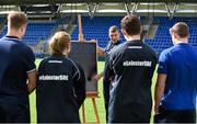 30 March 2016; Leinster Rugby stars Ross Molony, centre, Josh van der Flier and Garry Ringrose are joined by Caoimhe Power, age 16, Navan RFC, and Sean Dunne, age 16, Lansdowne FC, at Donnybrook Stadium to mark the launch of the Bank of Ireland Leinster Rugby School of Excellence which will run in The King’s Hospital School, Palmerstown in July and August. Go to http://www.leinsterrugby.ie/domestic/SoE/leinster_school_of_excellence.php for more information. Donnybrook Stadium, Donnybrook, Dublin. Picture credit: Brendan Moran / SPORTSFILE