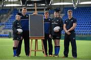 30 March 2016; Leinster Rugby stars, from left, Ross Molony, Garry Ringrose, Josh van der Flier are joined by Caoimhe Power, age 16, Navan RFC, and Sean Dunne, 2nd from right, age 16, Lansdowne FC, at Donnybrook Stadium to mark the launch of the Bank of Ireland Leinster Rugby School of Excellence which will run in The King’s Hospital School, Palmerstown in July and August. Go to http://www.leinsterrugby.ie/domestic/SoE/leinster_school_of_excellence.php for more information. Donnybrook Stadium, Donnybrook, Dublin. Picture credit: Brendan Moran / SPORTSFILE