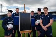 30 March 2016; Leinster Rugby stars, from left, Ross Molony, Garry Ringrose, Josh van der Flier are joined by Caoimhe Power, age 16, Navan RFC, and Sean Dunne, 2nd from right, age 16, Lansdowne FC, at Donnybrook Stadium to mark the launch of the Bank of Ireland Leinster Rugby School of Excellence which will run in The King’s Hospital School, Palmerstown in July and August. Go to http://www.leinsterrugby.ie/domestic/SoE/leinster_school_of_excellence.php for more information. Donnybrook Stadium, Donnybrook, Dublin. Picture credit: Brendan Moran / SPORTSFILE