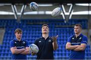 30 March 2016; Leinster Rugby stars, from left, Garry Ringrose, Josh van der Flier and Ross Molony at Donnybrook Stadium to mark the launch of the Bank of Ireland Leinster Rugby School of Excellence which will run in The King’s Hospital School, Palmerstown in July and August. Go to http://www.leinsterrugby.ie/domestic/SoE/leinster_school_of_excellence.php for more information. Donnybrook Stadium, Donnybrook, Dublin. Picture credit: Brendan Moran / SPORTSFILE