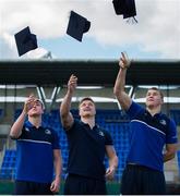 30 March 2016; Leinster Rugby stars, from left, Garry Ringrose, Josh van der Flier and Ross Molony at Donnybrook Stadium to mark the launch of the Bank of Ireland Leinster Rugby School of Excellence which will run in The King’s Hospital School, Palmerstown in July and August. Go to http://www.leinsterrugby.ie/domestic/SoE/leinster_school_of_excellence.php for more information. Donnybrook Stadium, Donnybrook, Dublin. Picture credit: Brendan Moran / SPORTSFILE