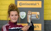 31 March 2016; Shauna Fox, from Galway WFC, with the Continental Tyres Women’s National League Player of the Month Award for February 2016. Advance Pitstop, Headford Road, Galway. Picture credit: Piaras Ó Mídheach / SPORTSFILE