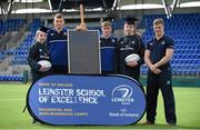 30 March 2016; Leinster Rugby stars, from left, Ross Molony, Garry Ringrose, Josh van der Flier are joined by Caoimhe Power, age 16, Navan RFC, and Sean Dunne, 2nd from right, 3rd from left, age 16, Lansdowne FC, at Donnybrook Stadium to mark the launch of the Bank of Ireland Leinster Rugby School of Excellence which will run in The King’s Hospital School, Palmerstown in July and August. Go to http://www.leinsterrugby.ie/domestic/SoE/leinster_school_of_excellence.php for more information. Donnybrook Stadium, Donnybrook, Dublin. Picture credit: Brendan Moran / SPORTSFILE