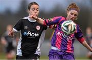 30 March 2016; Linda Douglas, Wexford Youths, in action against Pearl Slattery, Shelbourne. Continental Tyres Women's National League Shield Final, Wexford Youths v Shelbourne. Ferrycarrig Park, Wexford. Picture credit: Matt Browne / SPORTSFILE