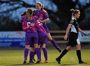 30 March 2016; Wexford Youths players celebrate after Rachel Graham, hidden, scored her side's first goal. Continental Tyres Women's National League Shield Final, Wexford Youths v Shelbourne. Ferrycarrig Park, Wexford. Picture credit: Matt Browne / SPORTSFILE