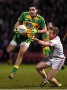 30 March 2016; Caolan McGonagle, Donegal, in action against Frank Burns, Tyrone. EirGrid Ulster GAA Football U21 Championship, Semi-Final, Tyrone v Donegal, Celtic Park, Derry. Picture credit: Oliver McVeigh / SPORTSFILE