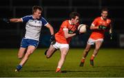 30 March 2016; Darren McKenna, Armagh, in action against Niall Rooney, Monaghan. EirGrid Ulster GAA Football U21 Championship, Semi-Final, Monaghan v Armagh, Páirc Esler, Newry, Co. Down. Picture credit: David Fitzgerald / SPORTSFILE