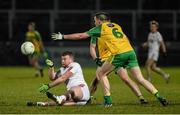 30 March 2016; Ruairi McGlone, Tyrone, in action against Eamon McGrath and Ciaran Gillespie, 6, Donegal. EirGrid Ulster GAA Football U21 Championship, Semi-Final, Tyrone v Donegal, Celtic Park, Derry. Picture credit: Oliver McVeigh / SPORTSFILE