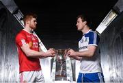 31 March 2016; Pictured at the EirGrid GAA Football U21 Ulster Championship final media day in Belfast are Tyrone's Cathal McShane, left, and Monaghan's Kevin Loughran. Monaghan take on Tyrone in the EirGrid GAA Football U21 Ulster Championship final on Wednesday 6th April. Belfast city centre, Belfast. Picture credit: Ramsey Cardy / SPORTSFILE