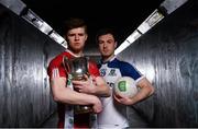 31 March 2016; Pictured at the EirGrid GAA Football U21 Ulster Championship final media day in Belfast are Tyrone's Cathal McShane, left, and Monaghan's Kevin Loughran. Monaghan take on Tyrone in the EirGrid GAA Football U21 Ulster Championship final on Wednesday 6th April. Belfast city centre, Belfast. Picture credit: Ramsey Cardy / SPORTSFILE