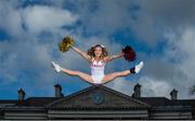 31 March 2016; Boston College cheerleader Elizabeth Pehota at the unveiling of Trinity College Dublin as the Welcome Village for this September’s Aer Lingus College Football Classic in the Aviva Stadium between Boston College and Georgia Tech. Tickets, from €35 go on general sale next Wednesday, April 6th at 9.00am via Ticketmaster. Trinity College, Dublin. Picture credit: Brendan Moran / SPORTSFILE