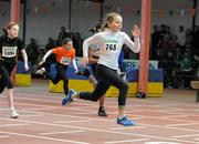 27 March 2010; Molly Scott, Hacketstown AC, on her way to winning the Girls U12 60m at the Woodie’s DIY Juvenile Indoor Championships. Nenagh Indoor Arena, Nenagh, Co. Tipperary. Picture credit: Pat Murphy / SPORTSFILE