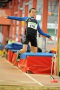 27 March 2010; Tom Deasy, Belgooly AC, in action during the Boys U13 Long Jump at the Woodie’s DIY Juvenile Indoor Championships. Nenagh Indoor Arena, Nenagh, Co. Tipperary. Picture credit: Pat Murphy / SPORTSFILE