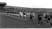 26 September 1971; The Galway and Offaly teams during the parade ahead of the match All Ireland Football Final match between Offaly and Galway at Croke Park, Dublin. Photo by Connolly Collection/Sportsfile