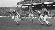 1 September 1974; Jim Tracey, left, Pat Henderson and Fan Larkin, right, Kilkenny, in action against Frankie Nolan, Limerick. All-Ireland Senior Hurling Championship Final, Kilkenny v Limerick, Croke Park, Dublin. Picture credit; Connolly Collection / SPORTSFILE