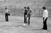 1973; Arsenal players from left, Liam Brady, Frank Stapleton, David O'Leary and John Murphy. Irish Arsenal players photocall, Dalymount Park, Dublin. Picture credit: Connolly Collection / SPORTSFILE