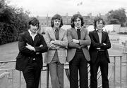 1973; Arsenal players, from left, John Murphy, David O'Leary, Frank Stapleton and Liam Brady ahead of the Irish Arsenal players photocall at Dalymount Park in Dublin. Photo by Connolly Collection/Sportsfile