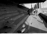 1966; Workmen install new seating at Tolka Park home of Drumcondra Football Club. New seating at Tolka Park, Tolka Park, Drumcondra, Dublin. Picture credit: Connolly Collection / SPORTSFILE  *** Local Caption ***