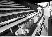 1966; Workmen install new seating at Tolka Park home of Drumcondra Football Club. New seating at Tolka Park, Tolka Park, Drumcondra, Dublin. Picture credit: Connolly Collection / SPORTSFILE *** Local Caption ***