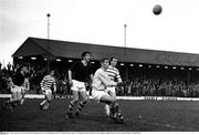 1964; A general view of the action between Shamrock Rovers and Drogheda United. FAI Shield, Shamrock Rovers v Drogheda United, Glenmalure Park, Miltown, Dublin. Picture credit; Connolly Collection / SPORTSFILE