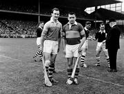 5 September 1965; Tipperary captain Jimmy Doyle, right, and Wexford captain Tom Neville before the game. All Ireland Senior Hurling Championship Final, Tipperary v Wexford, Croke Park, Dublin. Picture credit; Connolly Collection / SPORTSFILE