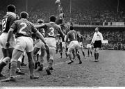 7 March 1964; Wales win possession in the lineout during the third round of the Five Nations Championship. Five Nations Championship, Ireland v Wales, Lansdowne Road, Dublin. Picture credit; Connolly Collection / SPORTSFILE