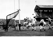 1965; A general view of the action between Galway and Down. National Football League Semi-Final, Galway v Down, Croke Park, Dublin. Picture credit; Connolly Collection / SPORTSFILE