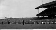 26 September 1965; A general view of the Galway and Kerry teams during the parade ahead of the game. All Ireland Senior Football Championship Final, Galway v Kerry, Croke Park, Dublin. Picture credit; Connolly Collection / SPORTSFILE