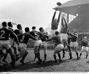 7 March 1964; A general view of a lineout being contested by Ireland and Wales during the third round of the Five Nations Championship. Five Nations Championship, Ireland v Wales, Lansdowne Road, Dublin. Picture credit; Connolly Collection / SPORTSFILE