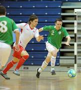 30 March 2010; Christoffer Dahl, Norway, in action against Ross Zambra, Republic of Ireland. International Futsal Friendly, Republic of Ireland v Norway, National Basketball Arena, Tallaght, Dublin. Photo by Sportsfile
