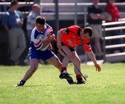 13 May 2001; Liam Clarke of Down is tackled by Tomas Keane of New York during the Ulster Senior Hurling Championship Quarter-Final match between New York and Down at Gaelic Park in New York City, USA. Photo by Aoife Rice/Sportsfile