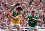 4 September 1994; Kevin Kinahan of Offaly in action against Pat Heffernan of Limerick during the All-Ireland Senior Hurling Championship Final match between Offaly and Limerick at Croke Park in Dublin. Photo by David Maher/Sportsfile