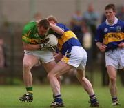 13 May 2001; William Kirby of Kerry is tackled by Liam Cronin of Tipperary during the Bank of Ireland Munster Senior Football Championship Quarter-Final match between Tipperary and Kerry at Clonmel Sportsfield in Clonmel, Tipperary. Photo by Brendan Moran/Sportsfile