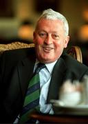 18 May 2001; Brendan Menton, Honorary Treasurer, Football Association of Ireland, relaxes in the foyer of the Green Isle Hotel, Dublin, during the time that he was asked to leave the  FAI Board of Management meeting  prior to a  National Council meeting to appoint a new Chief Executive. Photo by David Maher/Sportsfile