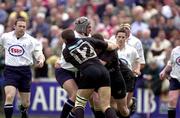 19 May 2001; Ronan O'Donovan of Cork Constitution is tackled by Leo Doyle, 12, and Mick Lynch of Young Munster during the AIB All-Ireland League Division 1 Semi-Final match between Cork Constitution RFC and Young Munster RFC at Temple Hill in Cork. Photo by Matt Browne/Sportsfile