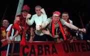 13 May 2001; Bohemians supporters celebrate after defeating Longford in the Harp Lager FAI Cup Final match between Bohemians and Longford Town at Tolka Park in Dublin. Photo by David Maher/Sportsfile