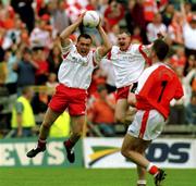 20 May 2001; Damian Gormley of Tyrone celebrates victory at the final whistle of the Bank of Ireland Ulster Senior Football Championship Quarter-Final match between Tyrone and Armagh at St Tiernach's Park in Clones, Monaghan. Photo by Damien Eagers/Sportsfile