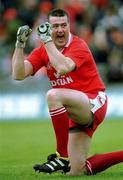 20 May 2001; Finbar McConnell of Tyrone celebrates victory during the Bank of Ireland Ulster Senior Football Championship Quarter-Final match between Tyrone and Armagh at St Tiernach's Park in Clones, Monaghan. Photo by David Maher/Sportsfile
