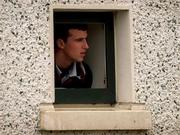 8 April 2001; Joe Bergin of Galway surveys the pitch from a dressing room window during the Allianz GAA National Football League Division 1A match between Dublin and Galway at Parnell Park in Dublin. Photo by Ray McManus/Sportsfile