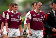 20 May 2001; Galway captain Kieran Comer Leads his side in the pre-match parede ahead of the Bank of Ireland Connacht Senior Football Championship Quarter-Final match between Galway and Leitrim at Tuam Stadium in Tuam, Galway. Photo by Brendan Moran/Sportsfile